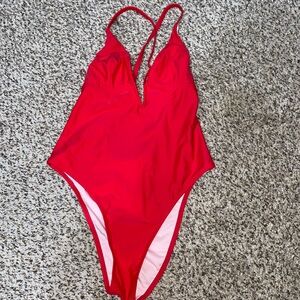 Stylish Red One Piece Swimsuit